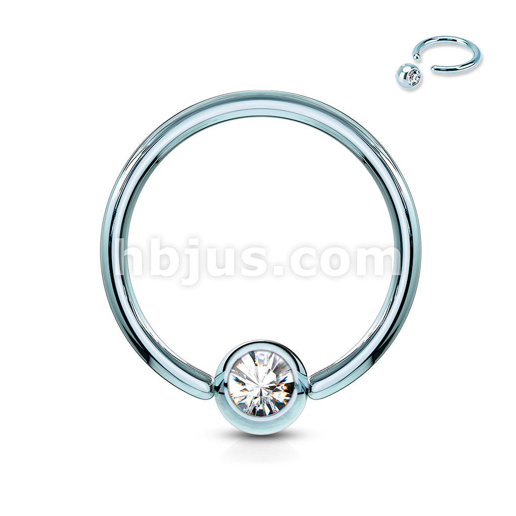 Titanium IP Over 316L Surgical Stainless Steel Captive Bead Ring with gem - Image 11