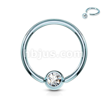 Titanium IP Over 316L Surgical Stainless Steel Captive Bead Ring with gem - Image 11