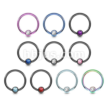Titanium IP Over 316L Surgical Stainless Steel Captive Bead Ring with gem - Image 13
