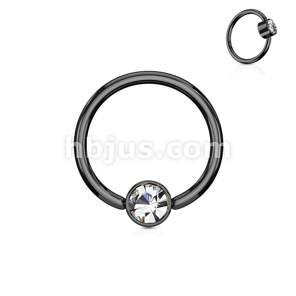 Crystal Set Round Flat Cylinder Captive Rings IP Over 316L Surgical Steel - Image 3