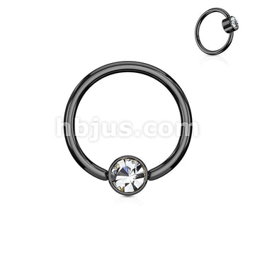 Crystal Set Round Flat Cylinder Captive Rings IP Over 316L Surgical Steel - Image 3