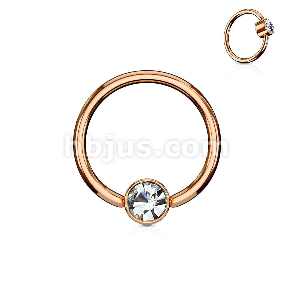 Crystal Set Round Flat Cylinder Captive Rings IP Over 316L Surgical Steel - Image 4