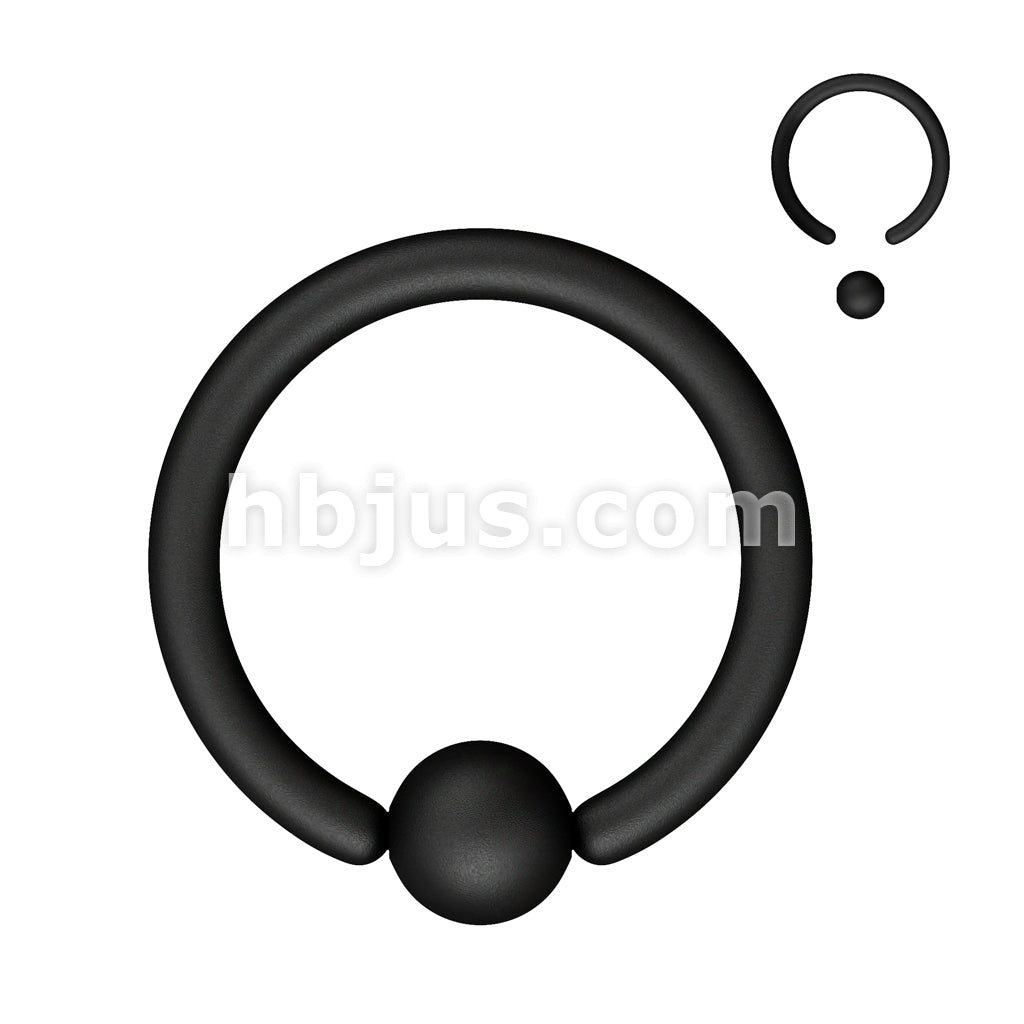 316L Surgical Steel Matte Black IP Captive Bead Ring - Image 2