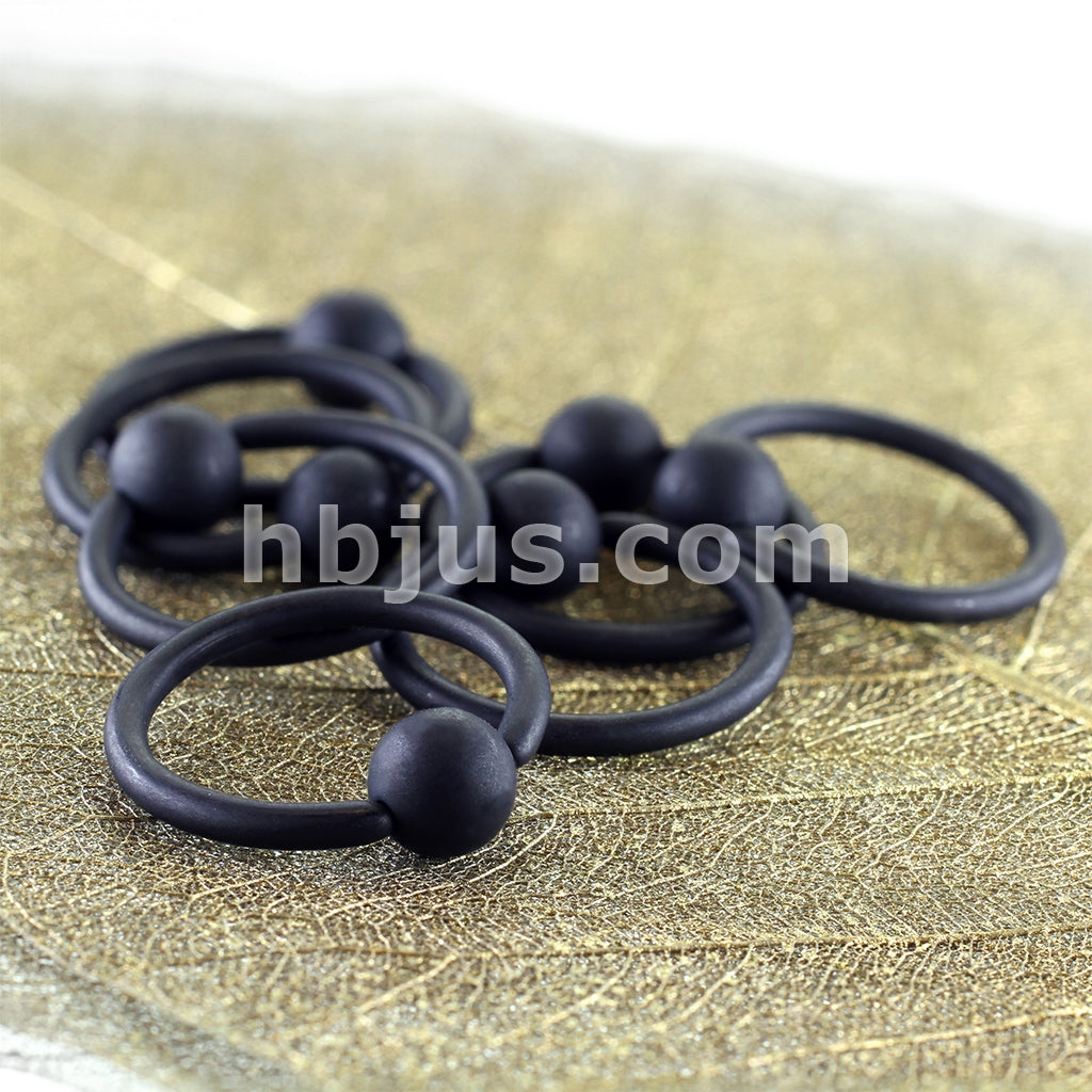 316L Surgical Steel Matte Black IP Captive Bead Ring - Image 3