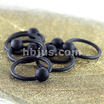 316L Surgical Steel Matte Black IP Captive Bead Ring - Image 3