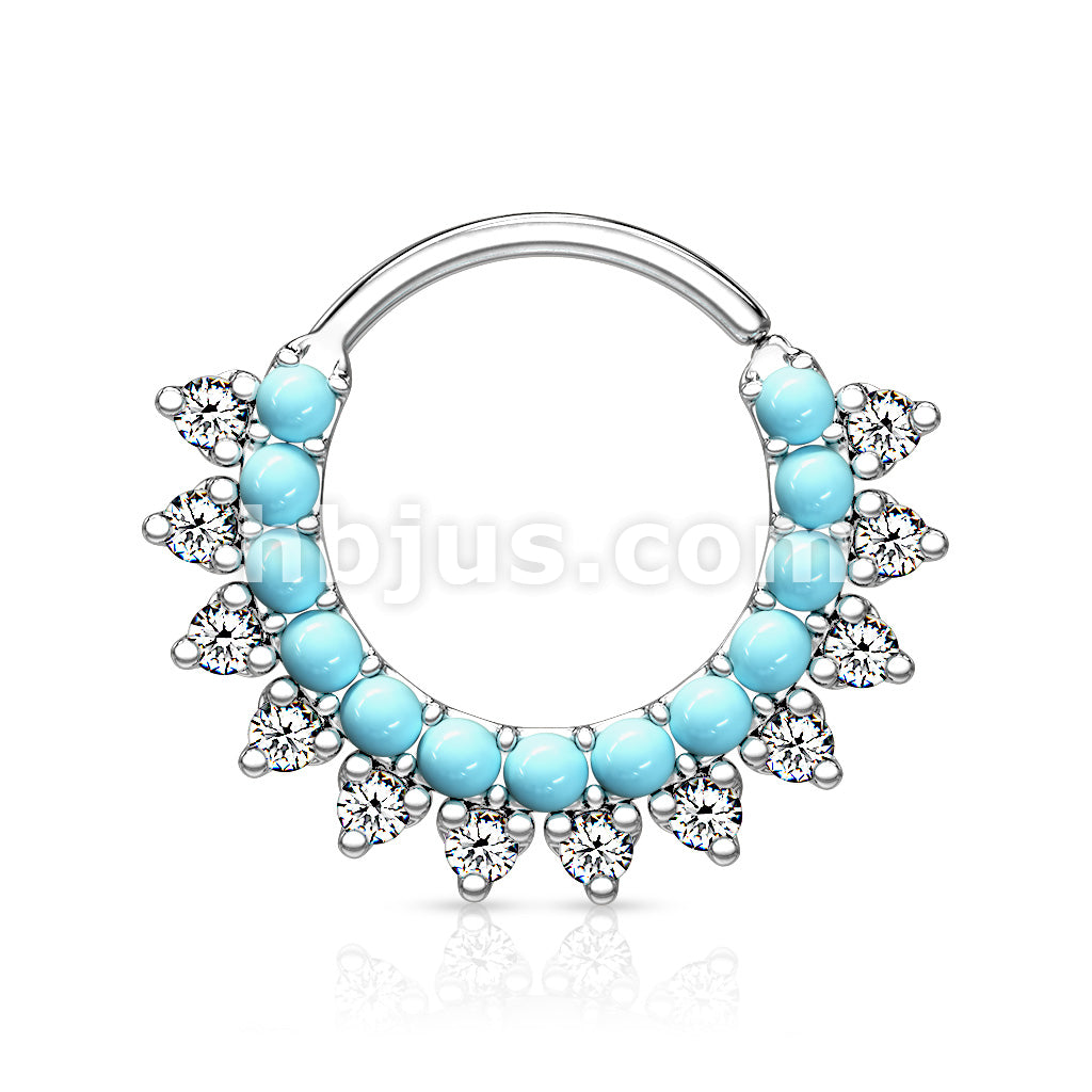 Brass Turquoise and CZ Double Lined Bendable Hoops for Ear Cartilage,... - Image 5