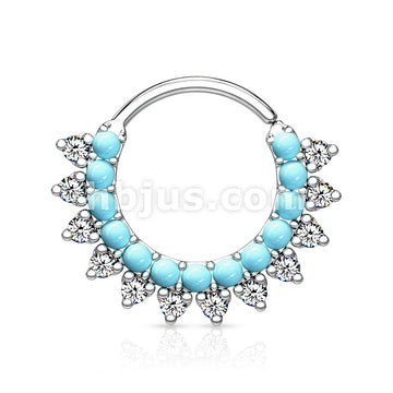 Brass Turquoise and CZ Double Lined Bendable Hoops for Ear Cartilage,... - Image 5
