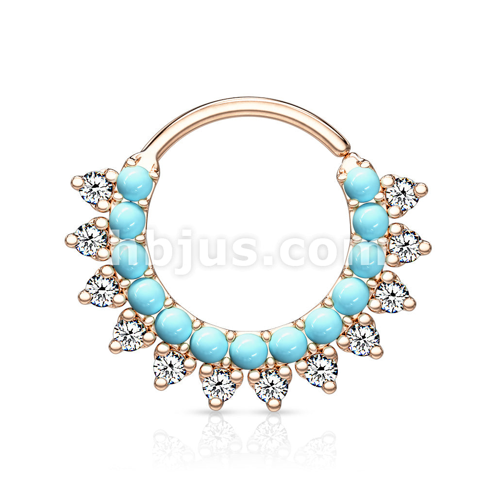 Brass Turquoise and CZ Double Lined Bendable Hoops for Ear Cartilage,... - Image 4
