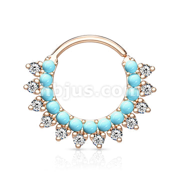 Brass Turquoise and CZ Double Lined Bendable Hoops for Ear Cartilage,... - Image 4