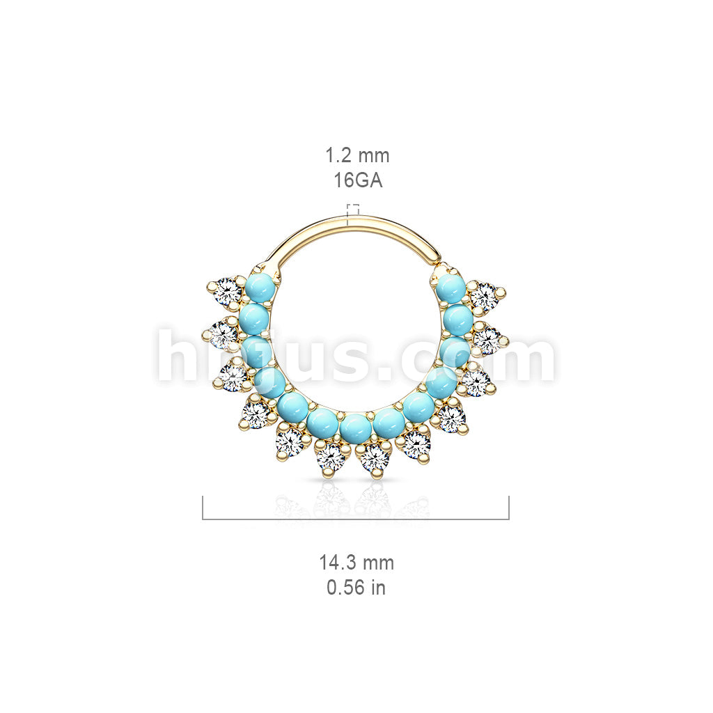 Brass Turquoise and CZ Double Lined Bendable Hoops for Ear Cartilage,... - Image 6
