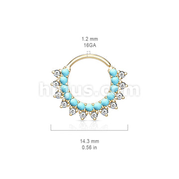 Brass Turquoise and CZ Double Lined Bendable Hoops for Ear Cartilage,... - Image 6