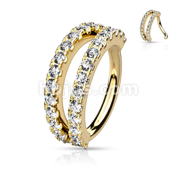 Brass Double Lined Micro Set CZ Bendable Hoops - Image 3
