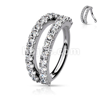 Brass Double Lined Micro Set CZ Bendable Hoops - Image 4