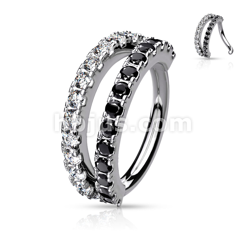 Brass Double Lined Micro Set CZ Bendable Hoops - Image 6