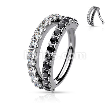 Brass Double Lined Micro Set CZ Bendable Hoops - Image 6