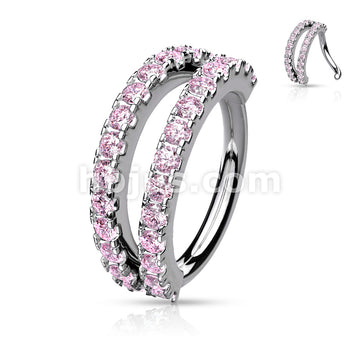 Brass Double Lined Micro Set CZ Bendable Hoops - Image 5