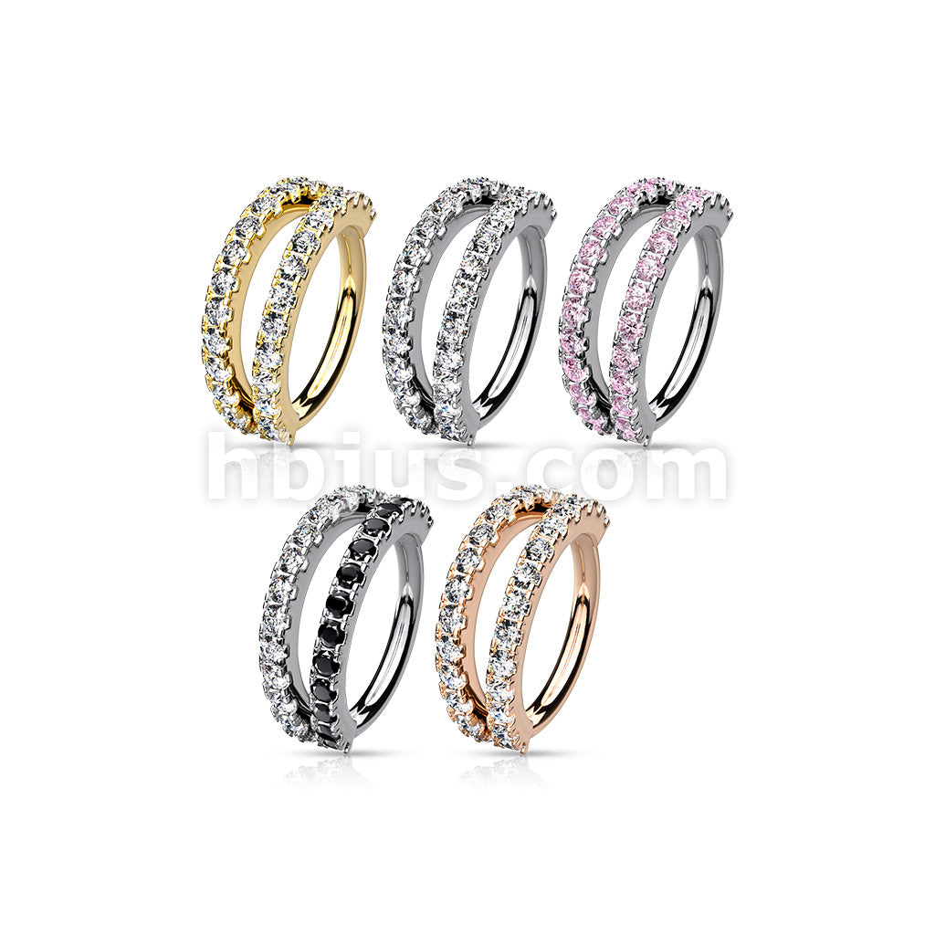 Brass Double Lined Micro Set CZ Bendable Hoops - Image 9
