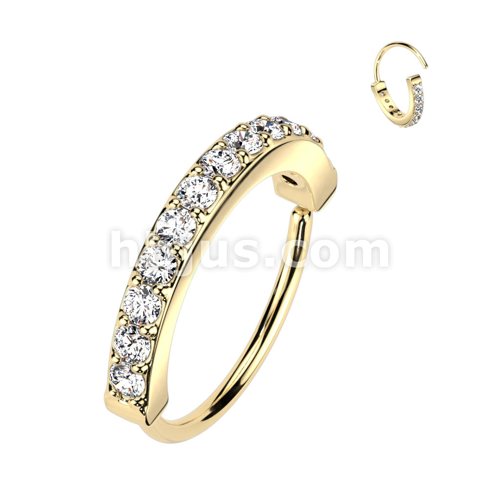 Brass Single Lined Half Circle with Embedded CZ Bendable Hoop - Image 2
