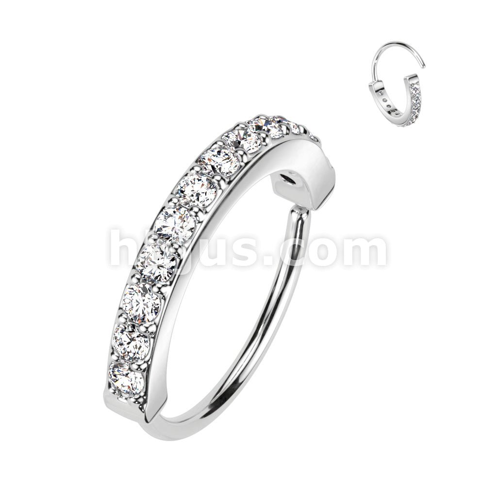 Brass Single Lined Half Circle with Embedded CZ Bendable Hoop - Image 3