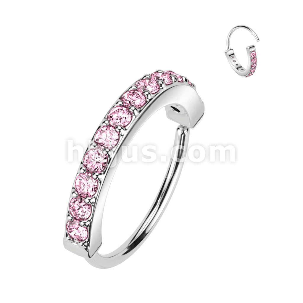 Brass Single Lined Half Circle with Embedded CZ Bendable Hoop - Image 4