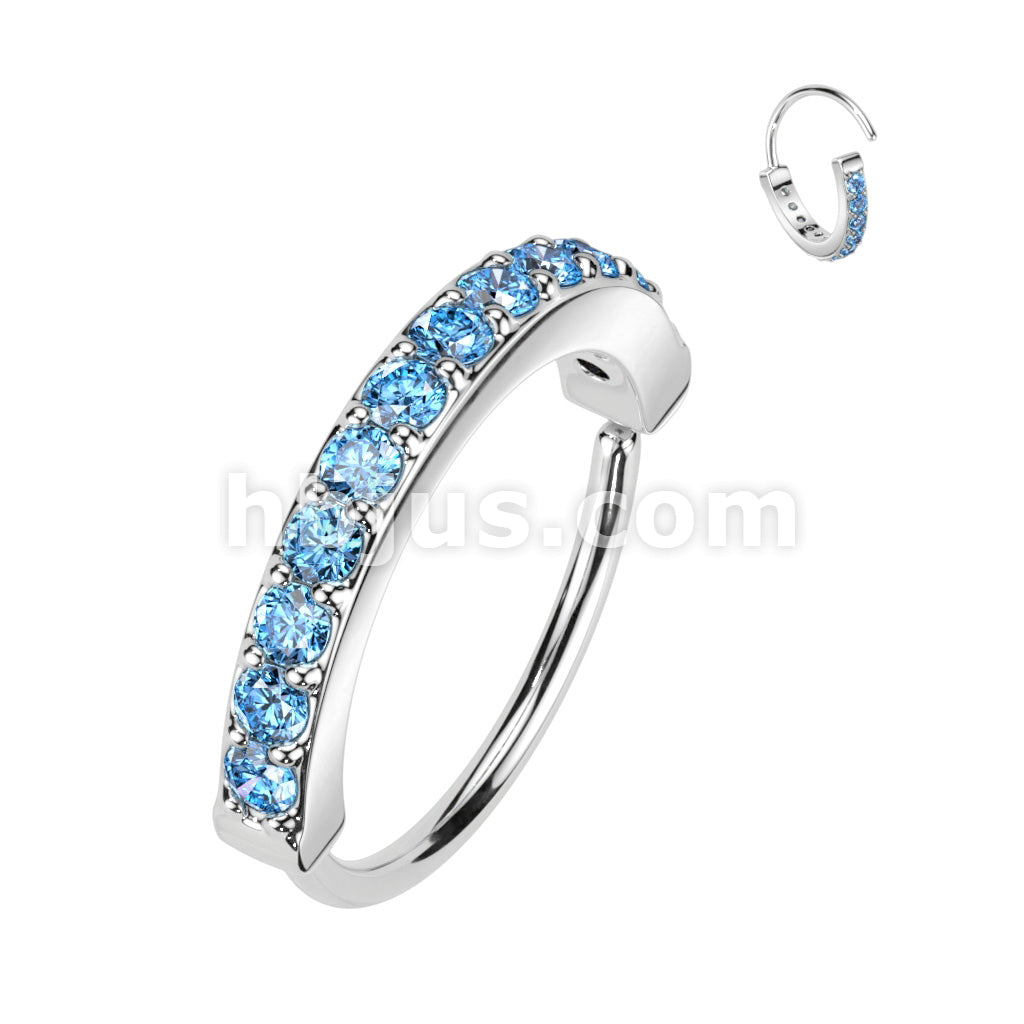 Brass Single Lined Half Circle with Embedded CZ Bendable Hoop - Image 5
