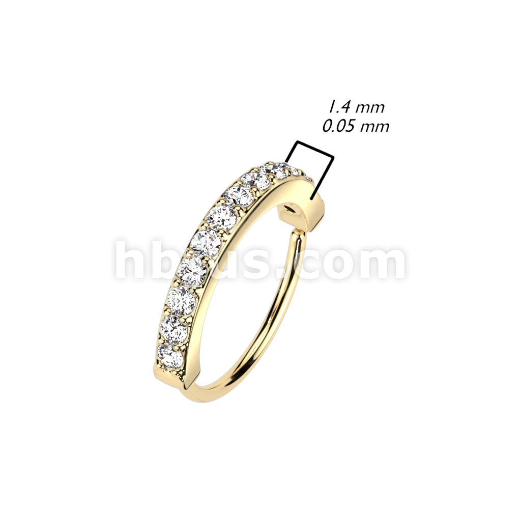 Brass Single Lined Half Circle with Embedded CZ Bendable Hoop - Image 7