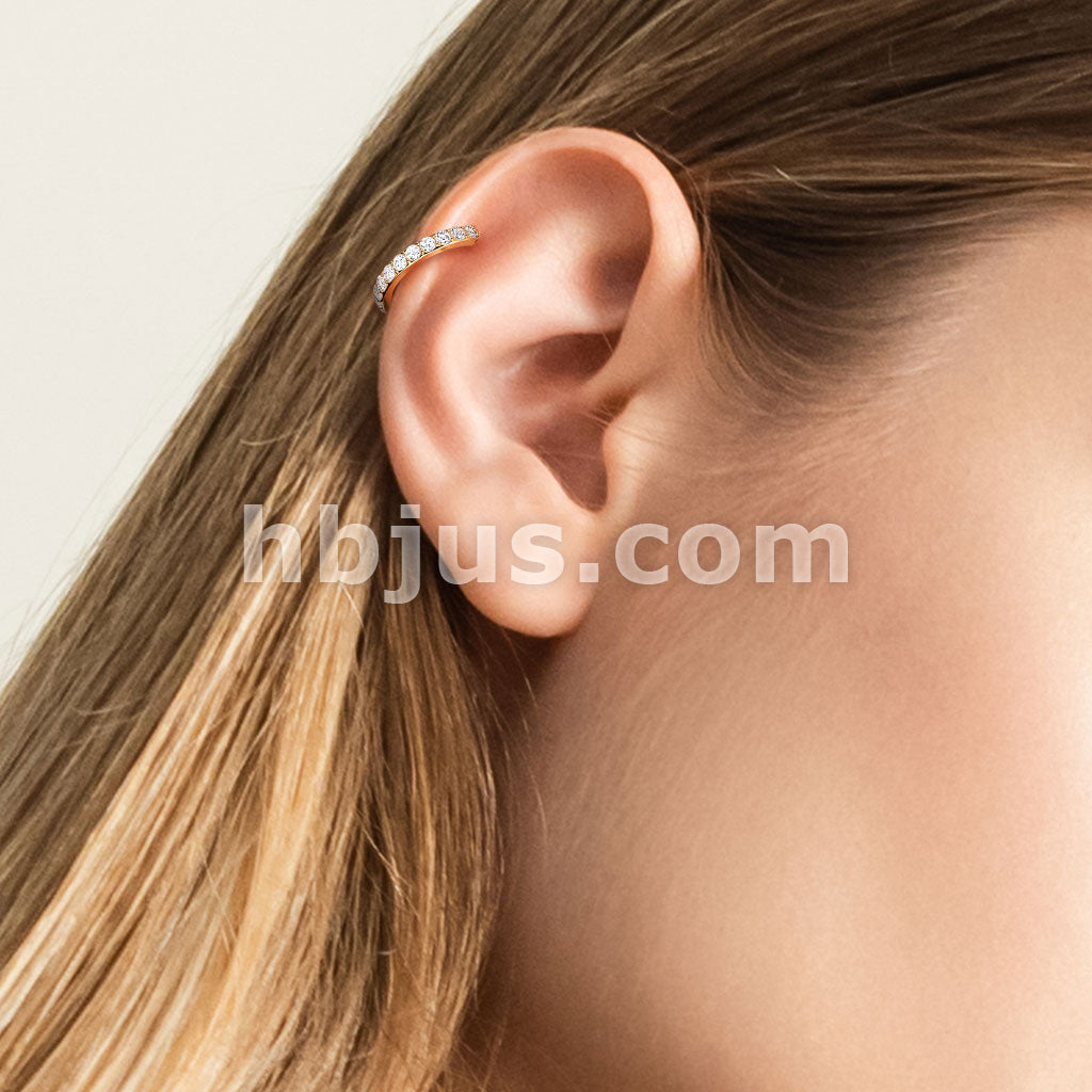 Brass Single Lined Half Circle with Embedded CZ Bendable Hoop - Image 8