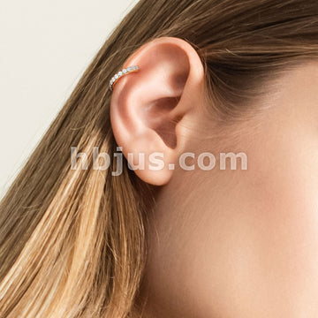 Brass Single Lined Half Circle with Embedded CZ Bendable Hoop - Image 8