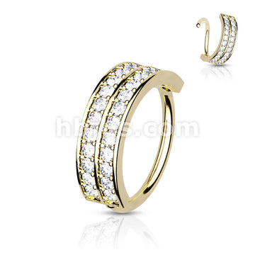 Brass Double Lined Half Circle with Embedded CZ Bendable Hoop - Image 3