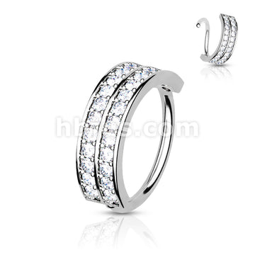 Brass Double Lined Half Circle with Embedded CZ Bendable Hoop - Image 4