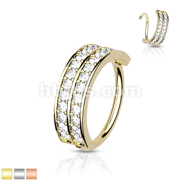 Brass Double Lined Half Circle with Embedded CZ Bendable Hoop - Image 2