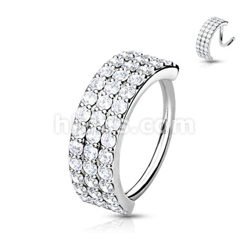 Brass Triple Lined Half Circle with Embedded CZ Bendable Hoop - Image 4