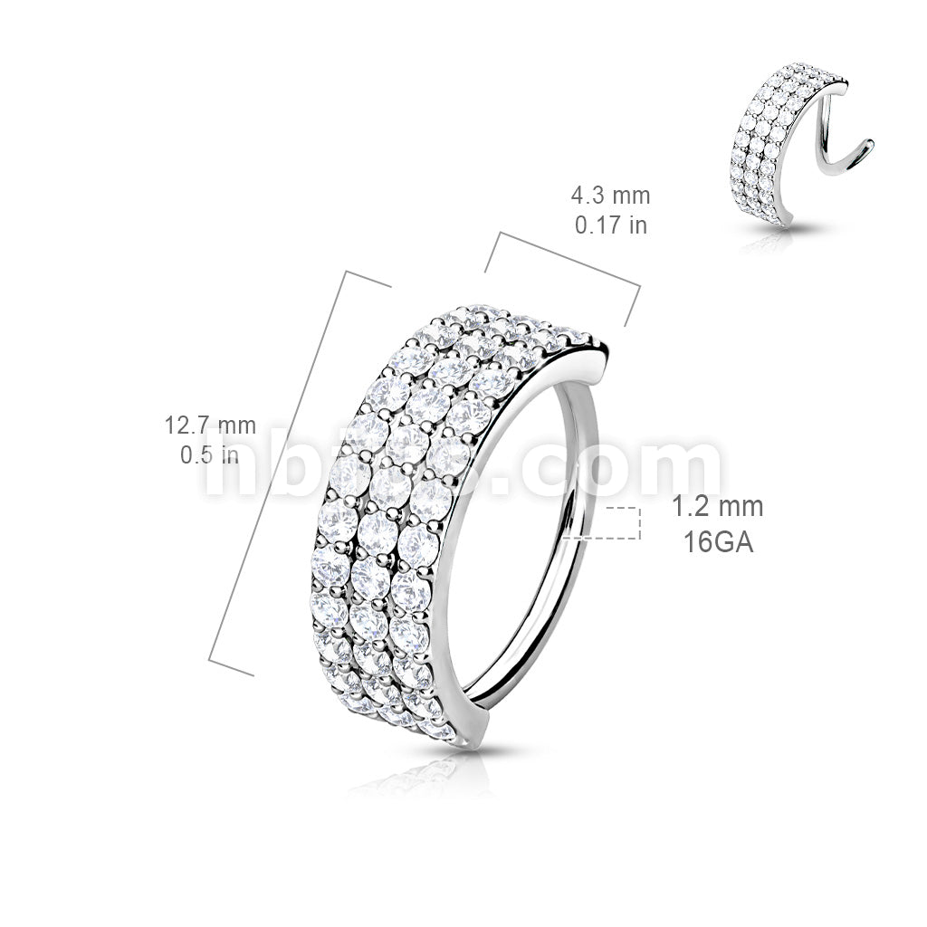 Brass Triple Lined Half Circle with Embedded CZ Bendable Hoop - Image 6