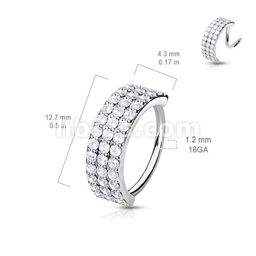 Brass Triple Lined Half Circle with Embedded CZ Bendable Hoop - Image 6