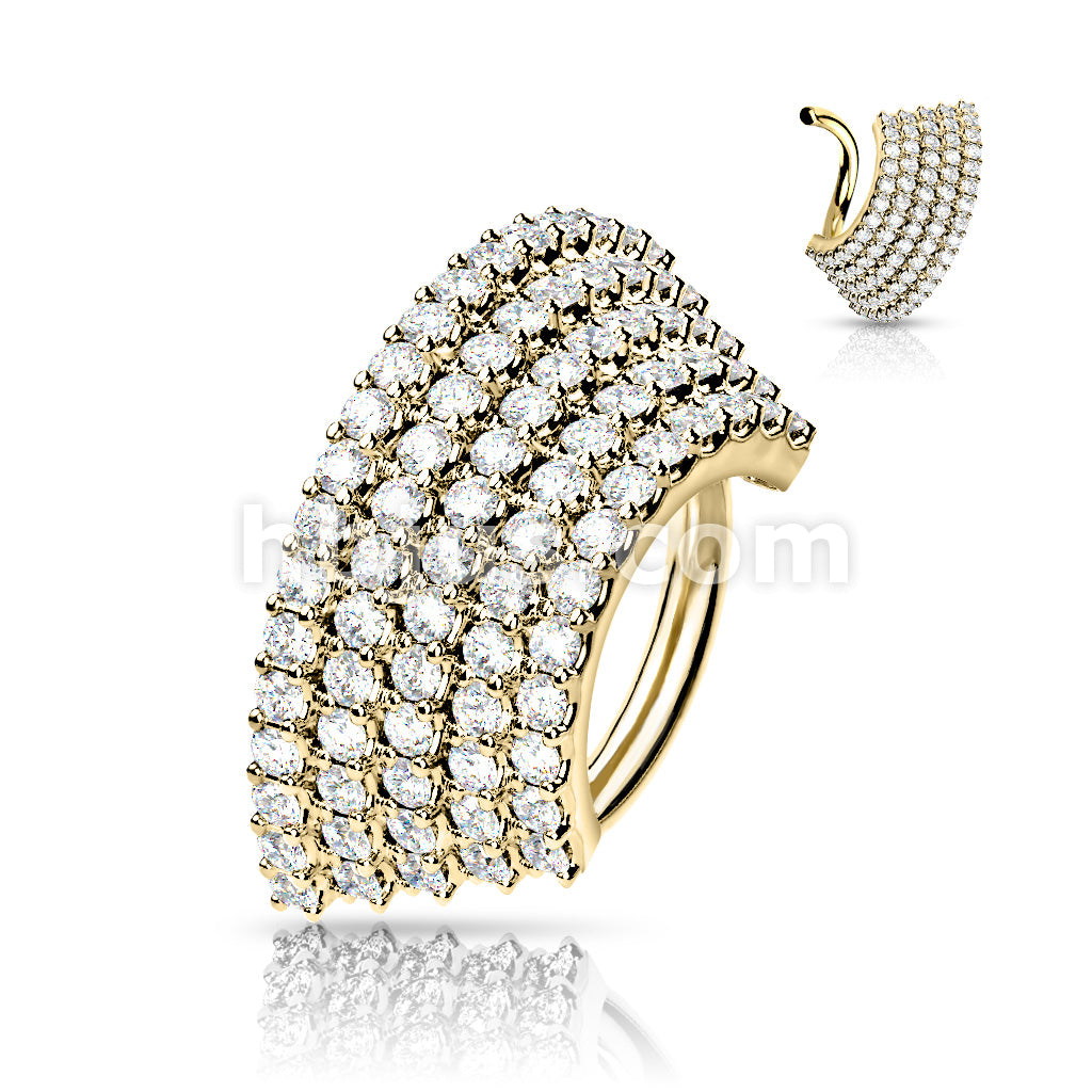 Brass 5 CZ Lined  Angled Plate Bendable Hoop for Septum, Daith, Ear... - Image 3