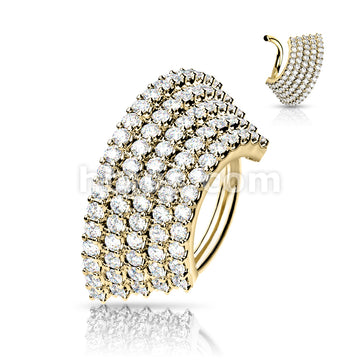 Brass 5 CZ Lined  Angled Plate Bendable Hoop for Septum, Daith, Ear... - Image 3