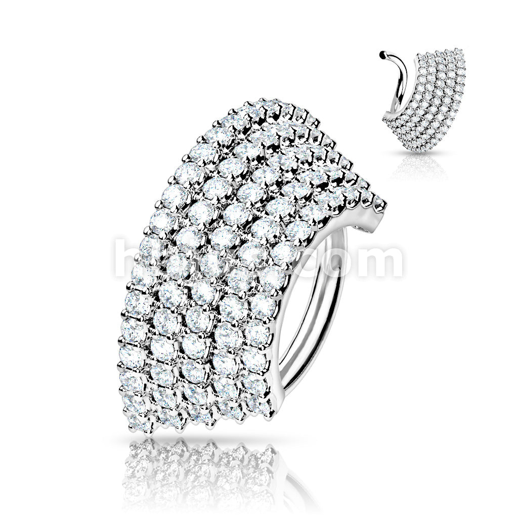 Brass 5 CZ Lined  Angled Plate Bendable Hoop for Septum, Daith, Ear... - Image 4