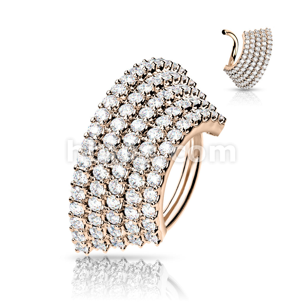 Brass 5 CZ Lined  Angled Plate Bendable Hoop for Septum, Daith, Ear... - Image 5