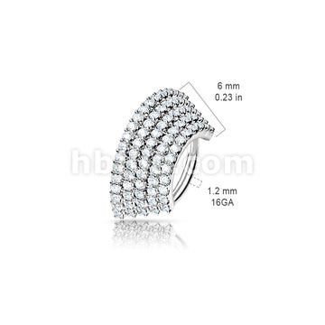 Brass 5 CZ Lined  Angled Plate Bendable Hoop for Septum, Daith, Ear... - Image 6