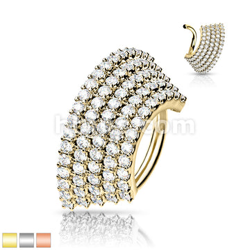 Brass 5 CZ Lined  Angled Plate Bendable Hoop for Septum, Daith, Ear... - Image 2