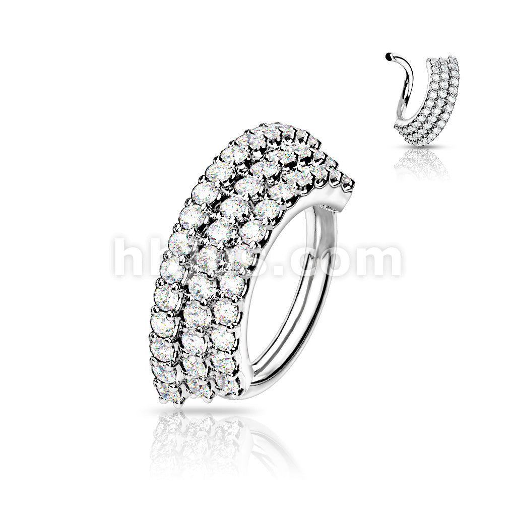 Brass 3 CZ Lined Angled Plate Bendable Hoop for Septum, Daith, Ear... - Image 4