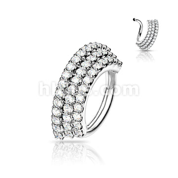 Brass 3 CZ Lined Angled Plate Bendable Hoop for Septum, Daith, Ear... - Image 4
