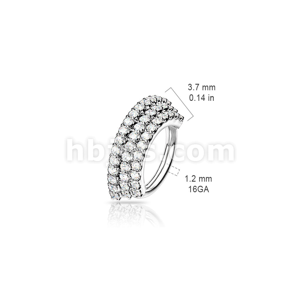 Brass 3 CZ Lined Angled Plate Bendable Hoop for Septum, Daith, Ear... - Image 6