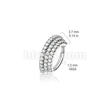 Brass 3 CZ Lined Angled Plate Bendable Hoop for Septum, Daith, Ear... - Image 6