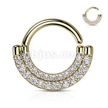 Brass Double Lined CZ Paved Front Bendable Hoops for Daith, Cartilage,... - Image 3