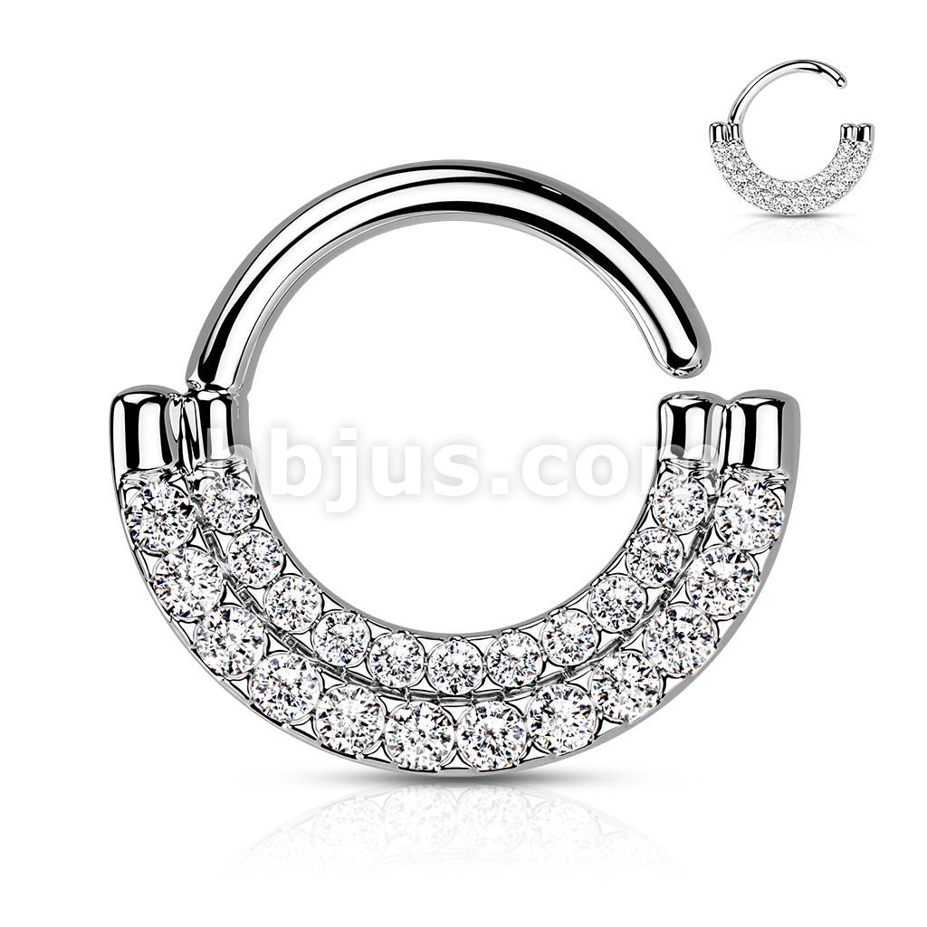 Brass Double Lined CZ Paved Front Bendable Hoops for Daith, Cartilage,... - Image 4