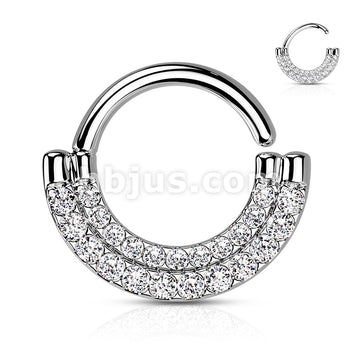 Brass Double Lined CZ Paved Front Bendable Hoops for Daith, Cartilage,... - Image 4