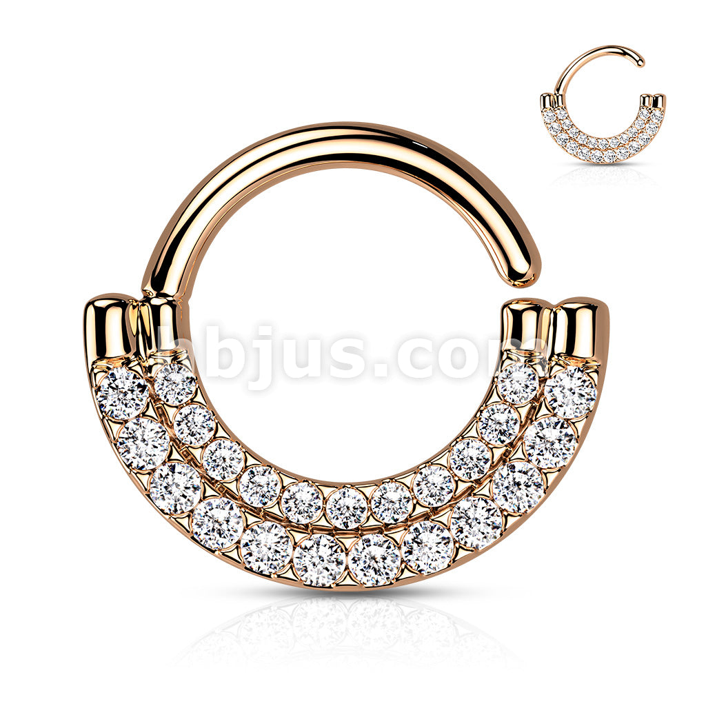 Brass Double Lined CZ Paved Front Bendable Hoops for Daith, Cartilage,... - Image 5