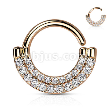 Brass Double Lined CZ Paved Front Bendable Hoops for Daith, Cartilage,... - Image 5