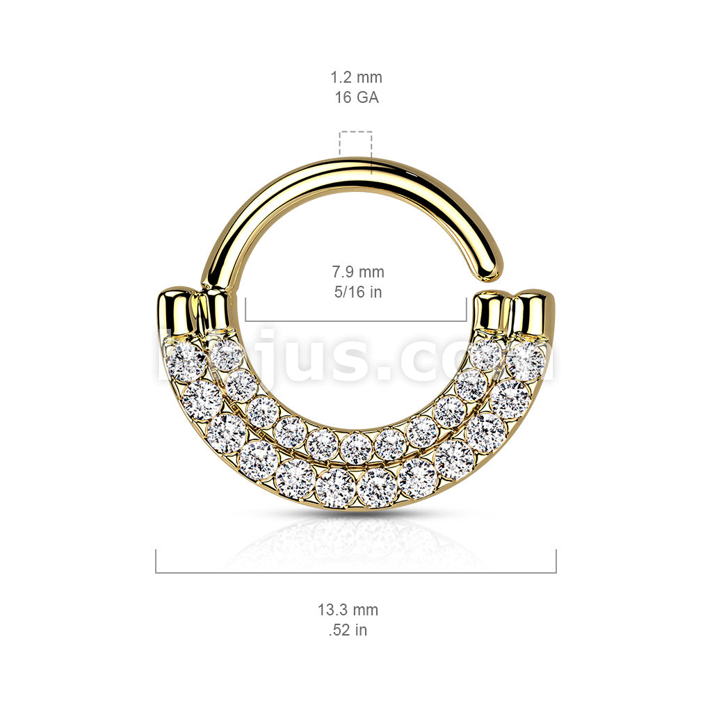 Brass Double Lined CZ Paved Front Bendable Hoops for Daith, Cartilage,... - Image 6